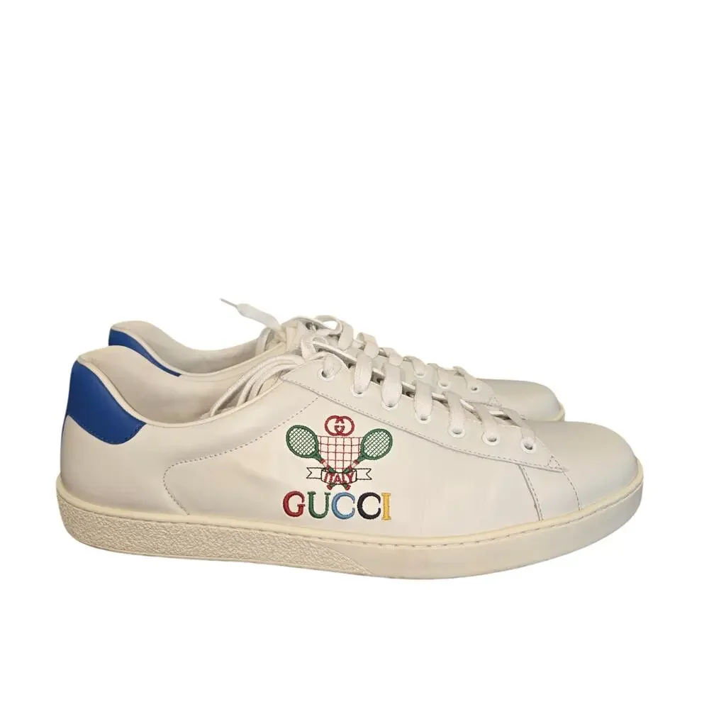 Gucci Ace Tennis White Leather Trainers Men’s G 12.5 US 13.5